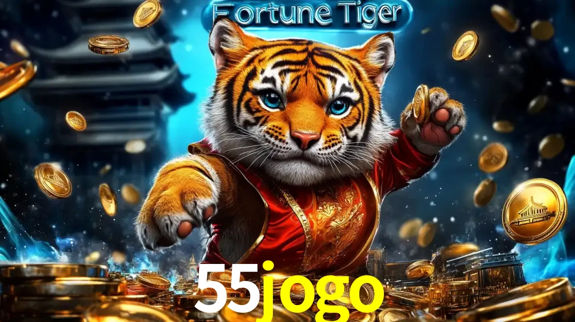 Imagem promocional do jogo de slot Fortune Tiger, com um tigre majestoso em traje tradicional cercado por uma fortuna em moedas de ouro, disponível agora no cassino 55jogo.
